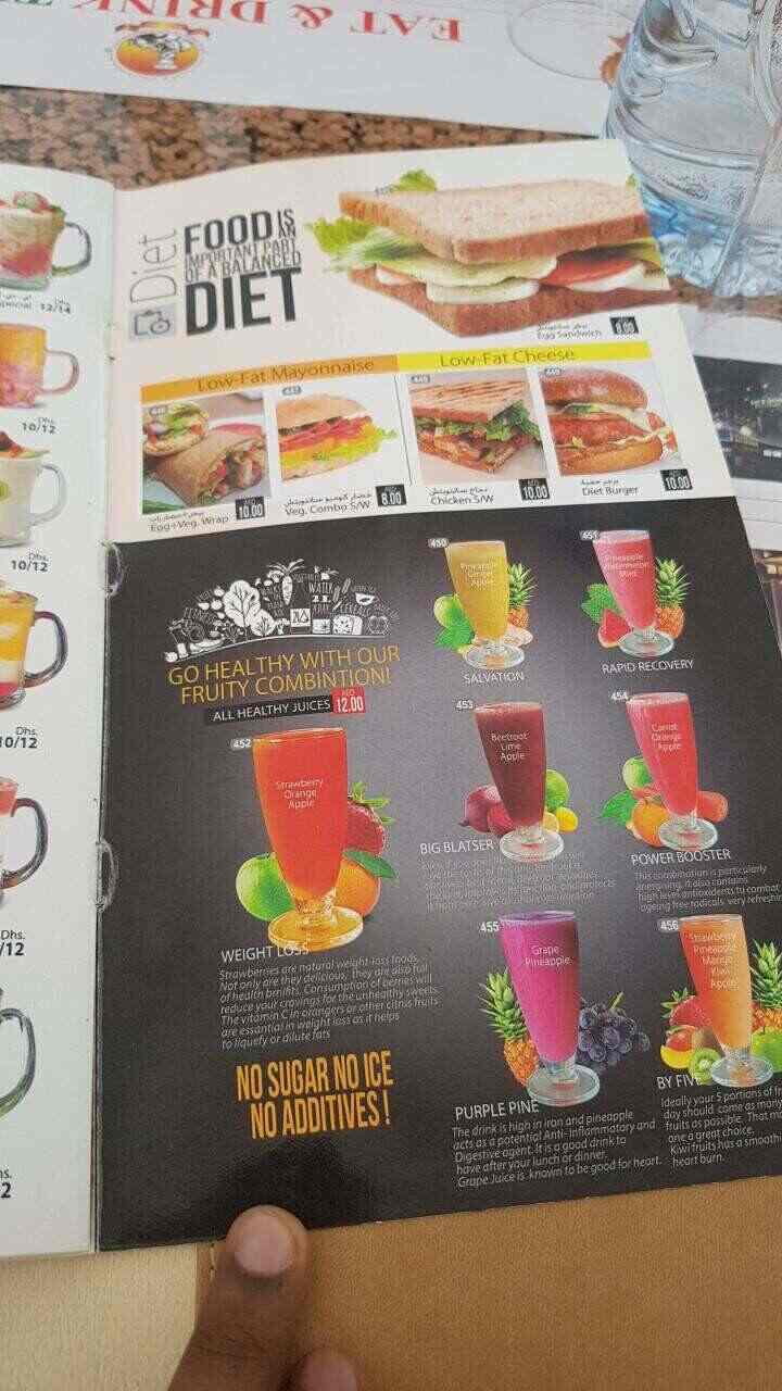 Menu at Eat & Drink Restaurant, Ras AlKhaimah, PVPV+M58