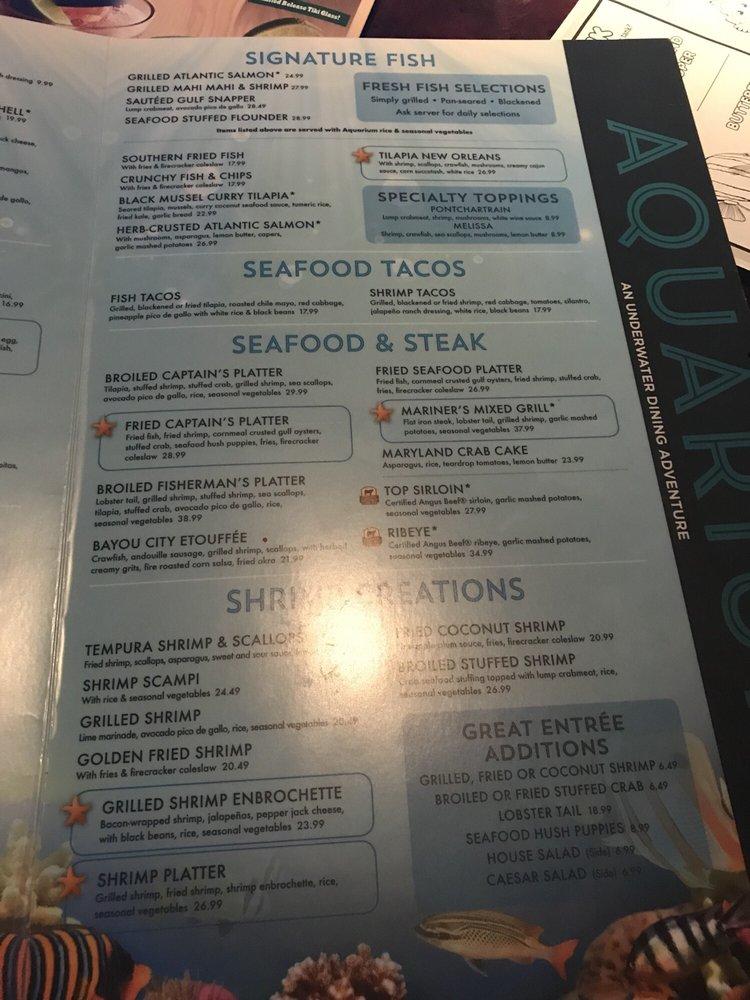 Menu at Aquarium Restaurant, Kemah, 215 Kipp Ave Boardwalk 11