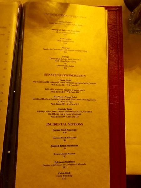 Menu at Caesar's Steak House & Lounge steakhouse, Calgary, 512 4 Ave SW