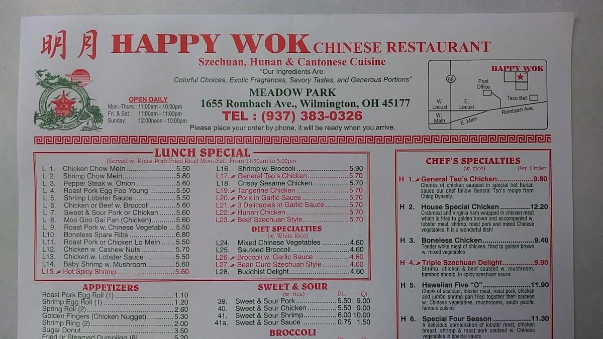 Menu at Happy Wok restaurant, Wilmington