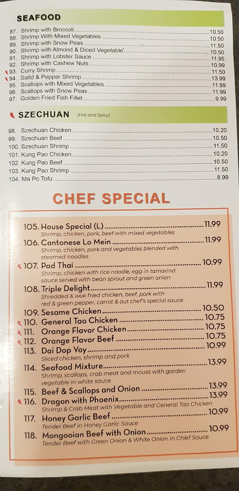 Menu at Lucky-Kitchen-buffet restaurant, Saint Thomas, 515 Talbot St