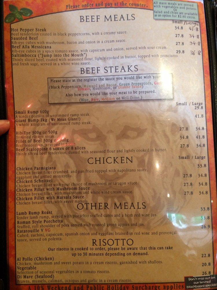 Menu at Papadino's Katoomba pizzeria, Katoomba