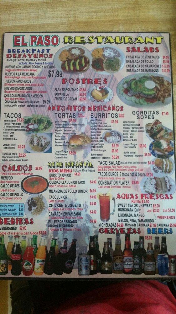 Menu at El Paso Meat Market and Restaurant, Sorrento