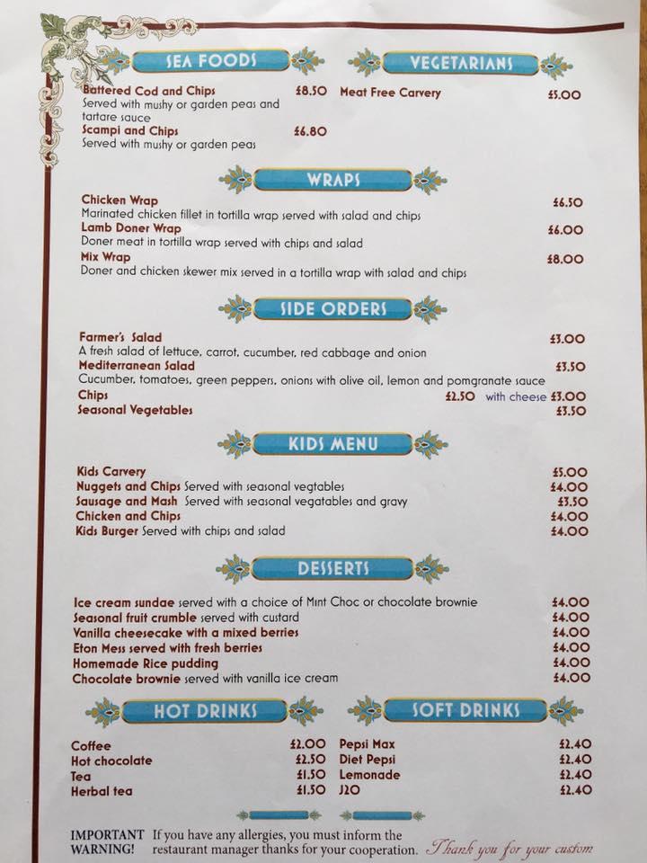 Menu at The restaurant, Waltham Chase