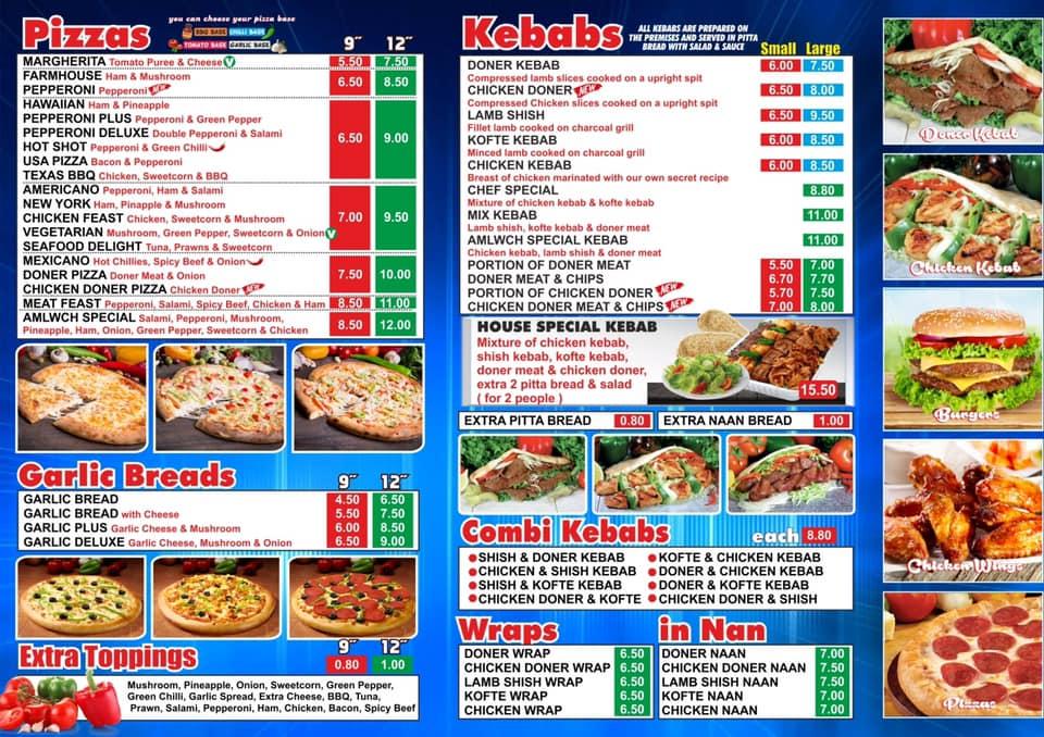 Menu at Amlwch Kebab & Burger & Pizza House pizzeria, Amlwch