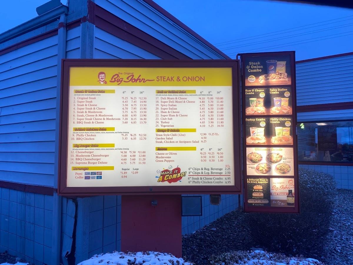 Menu at Big John Steak &amp; Onion restaurant, Saginaw