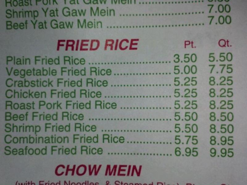 Menu at China Chef restaurant, Catonsville, 704 Rolling Rd.
