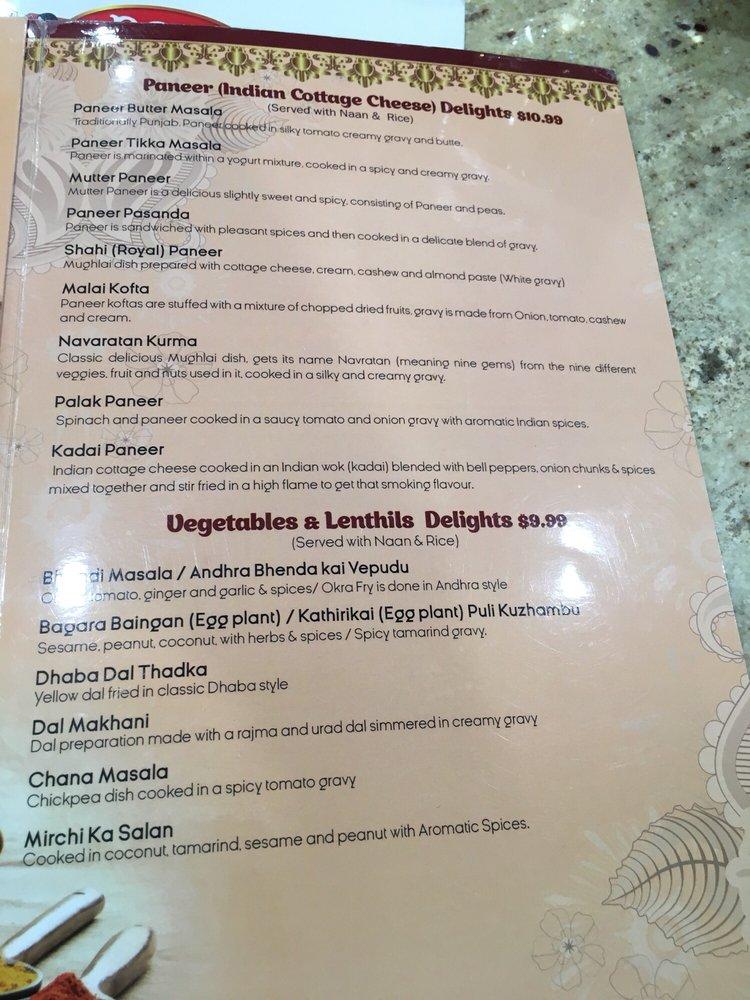 Menu at Podi dosa restaurant, Artesia