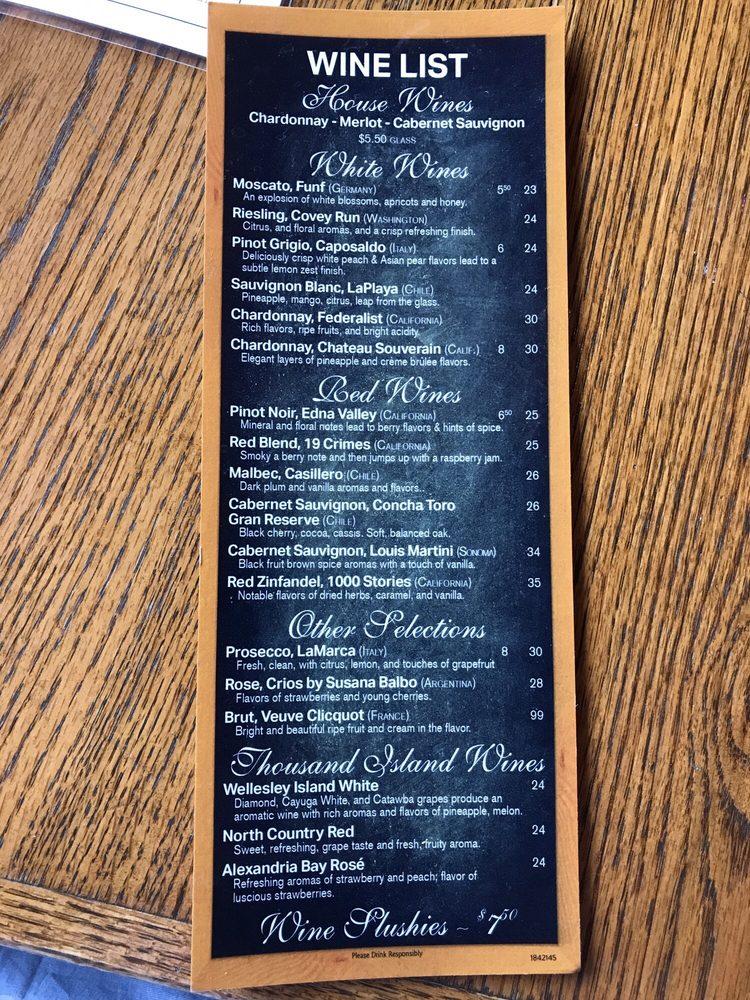 Menu at Downtown Club, Alexandria Bay