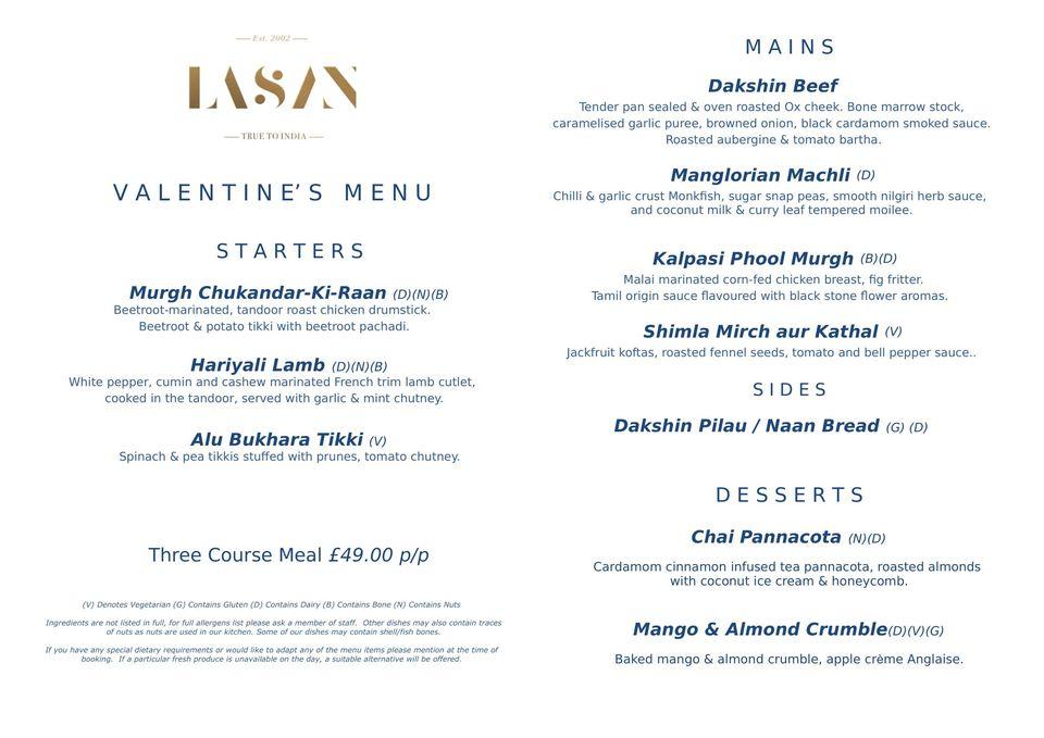 Menu at Lasan Indian Restaurant & Cocktail Bar, Birmingham, 3 - 4 ...