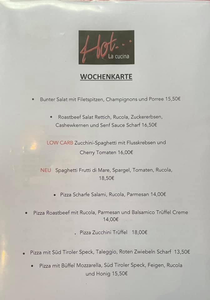 Speisekarte von Hot La Cucina restaurant Düsseldorf