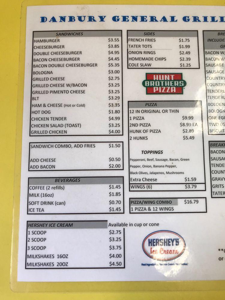 Menu at Danbury General Store GRILL pizzeria, Danbury