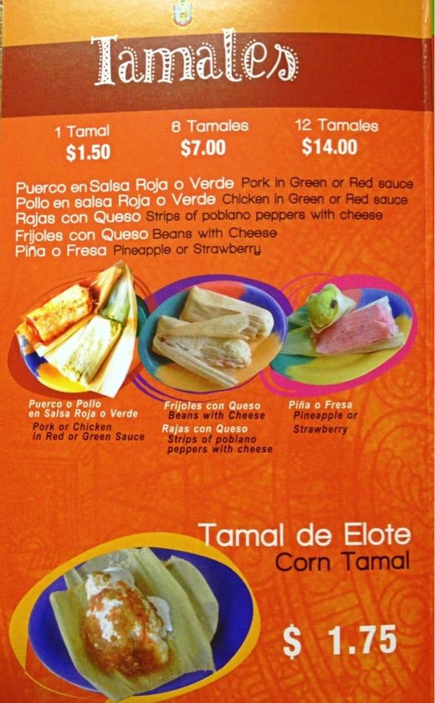 Menu at Tamales Lo Mejor De Guerrero restaurant, Chicago