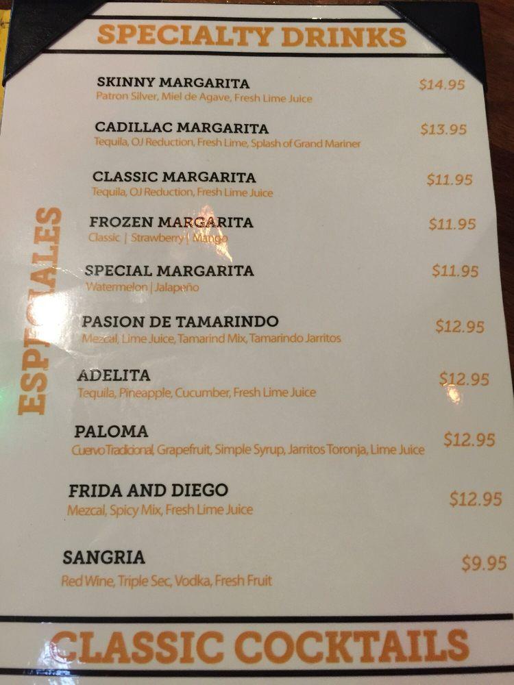 Menu at Frida Mexican Cuisine restaurant, Torrance, Del Amo Cir N