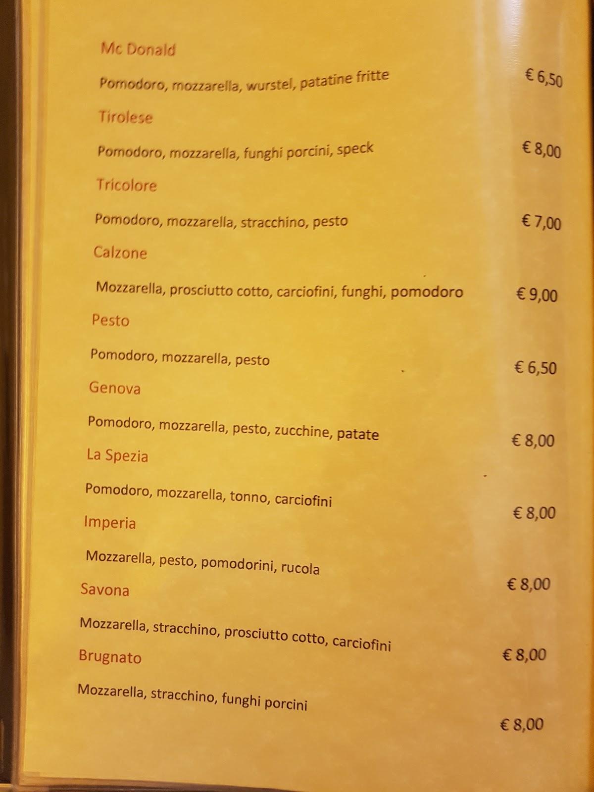 Menu at Pesto E Mortaio restaurant, Brugnato