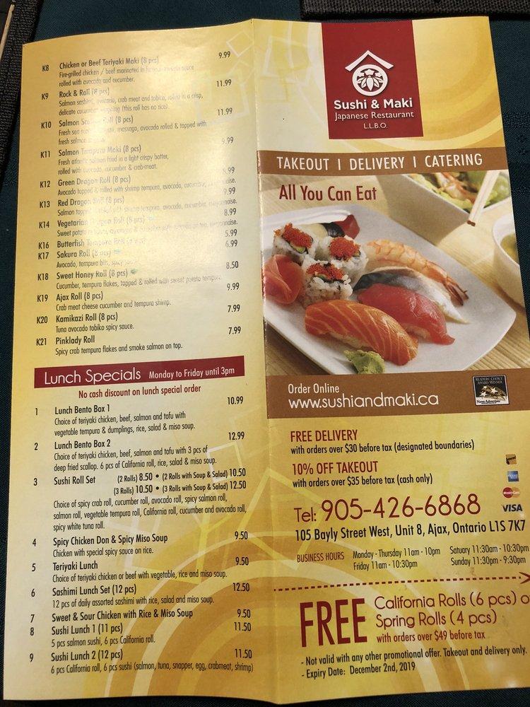 Menu at Sushi & Maki restaurant, Ajax