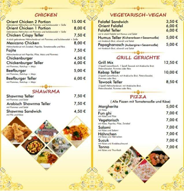 Menu at ORIENT RESTAURANT & CAFE, Mühlacker