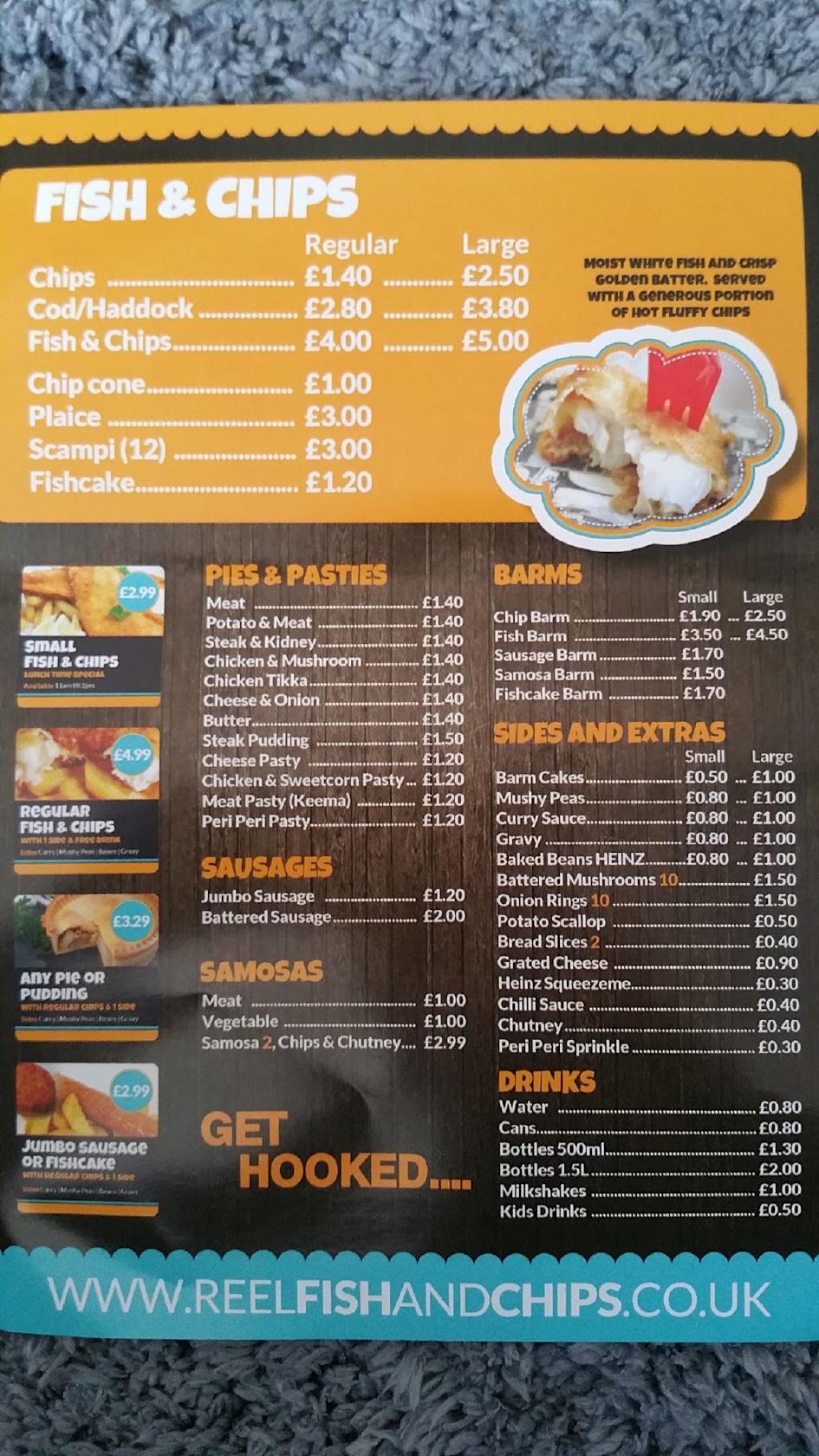 Menu at Reel Fish And Chips Bolton fast food, Bolton