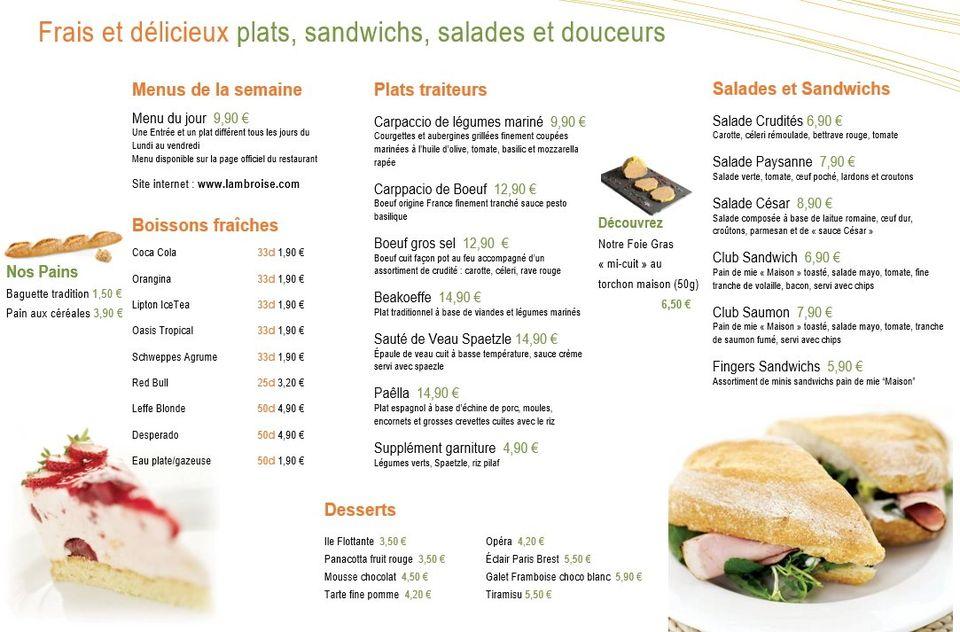 Menu at L'Ambroise restaurant, Landser