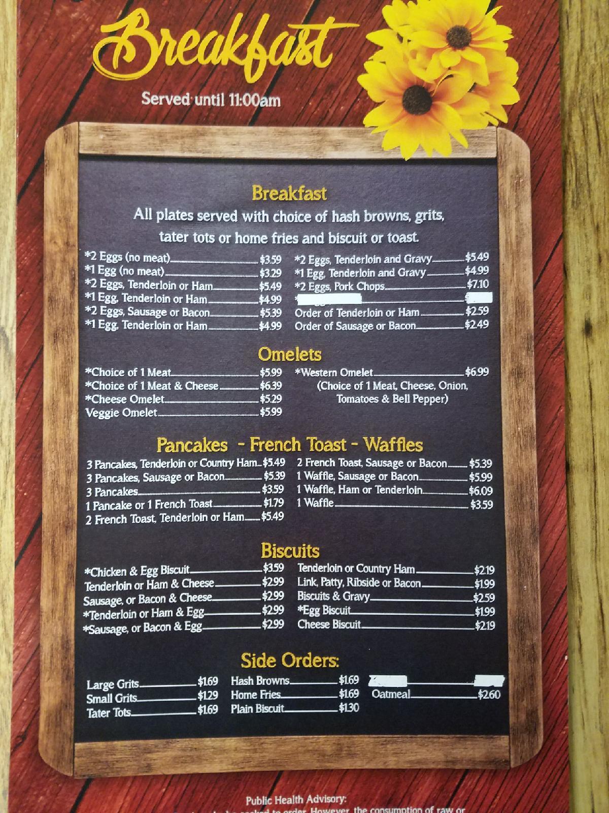 Menu at Amy Jo's Country Restaurant, Wilson, Nash St N