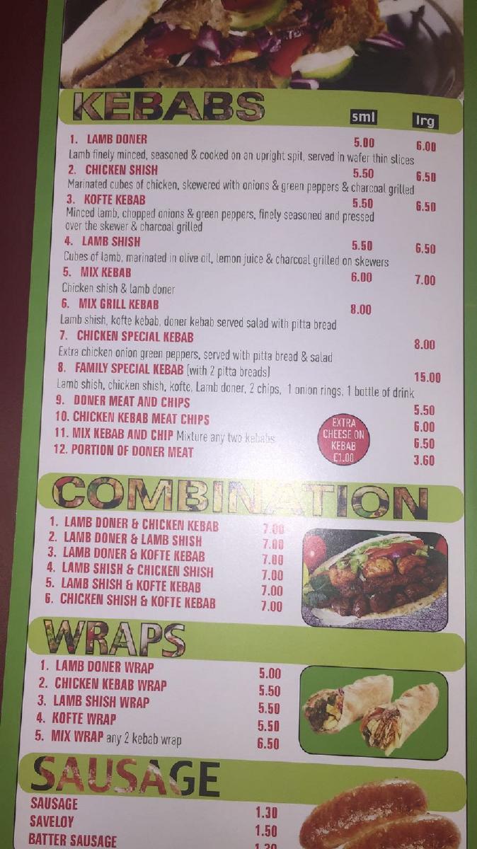 Menu at Dave's Fish & Chips Kebab Pizza Takeaway restaurant, Gloucester