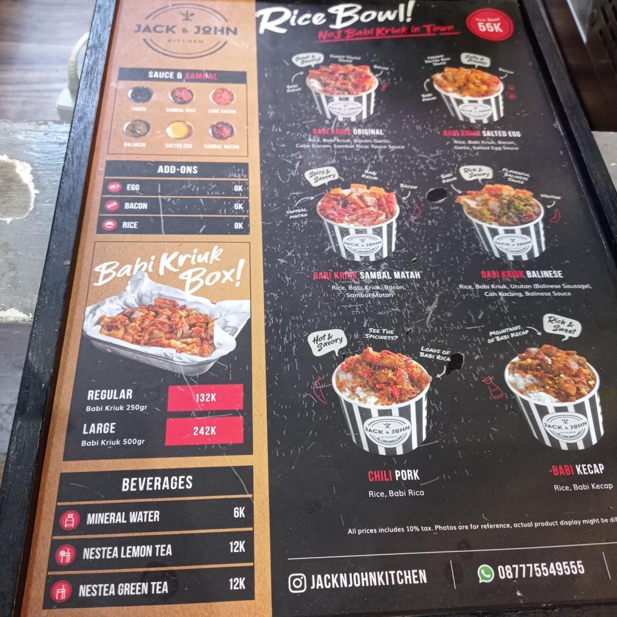 Menu at Jack & John Kitchen, PCM restaurant, Surabaya