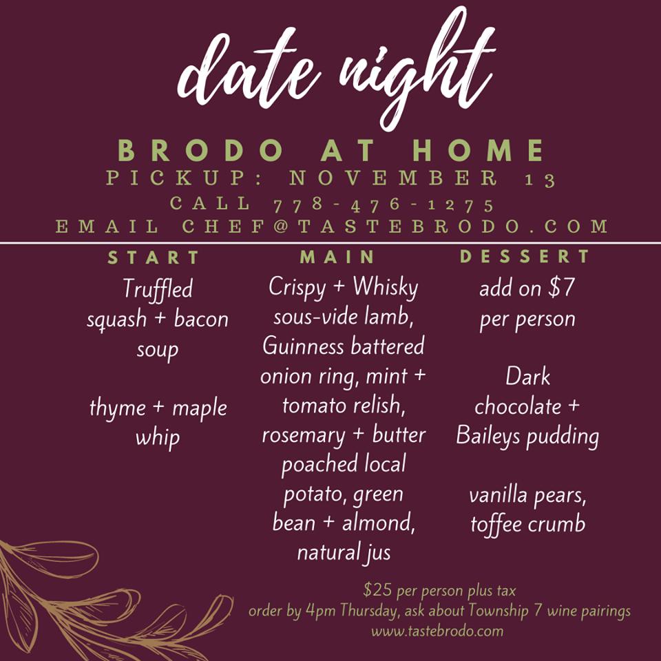 Menu at BRODO Kitchen restaurant, Penticton
