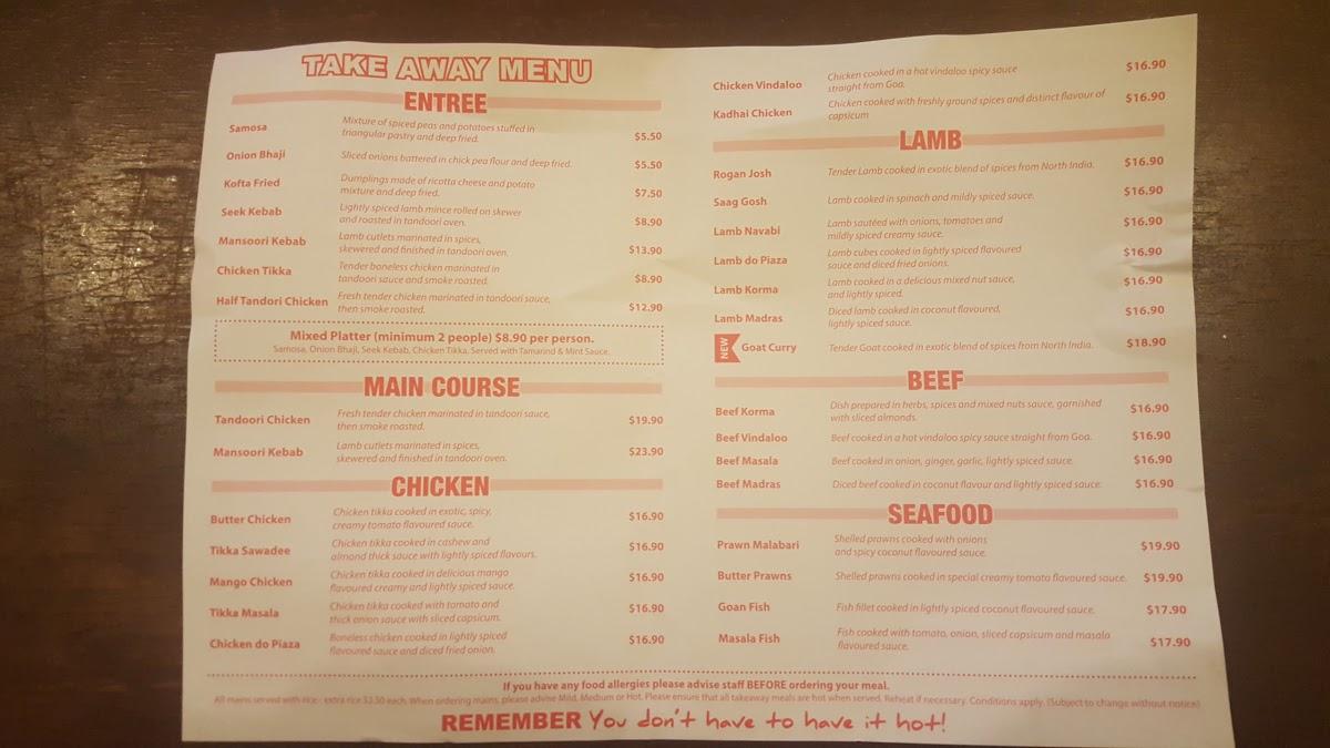 Menu At Masala Indian Cuisine Fast Food South Townsville 7 Palmer St   R603 Menu Masala Indian Cuisine 2021 09 1 