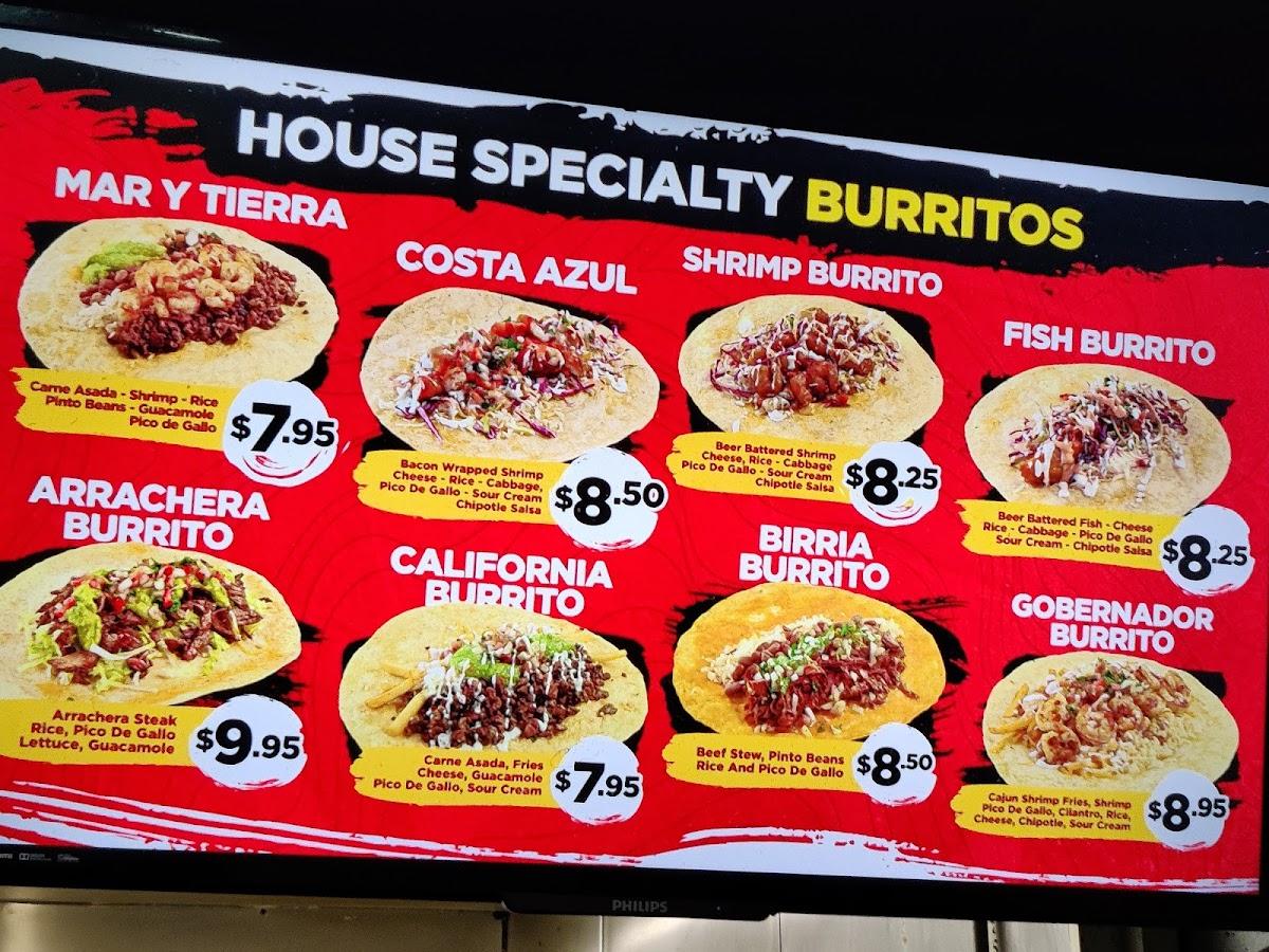 Menu at Palapas Tacos restaurant, Fullerton