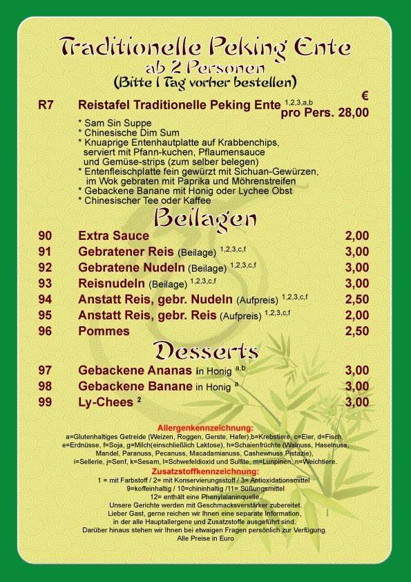 Speisekarte von Hong Kong Garten restaurant, Mönchengladbach