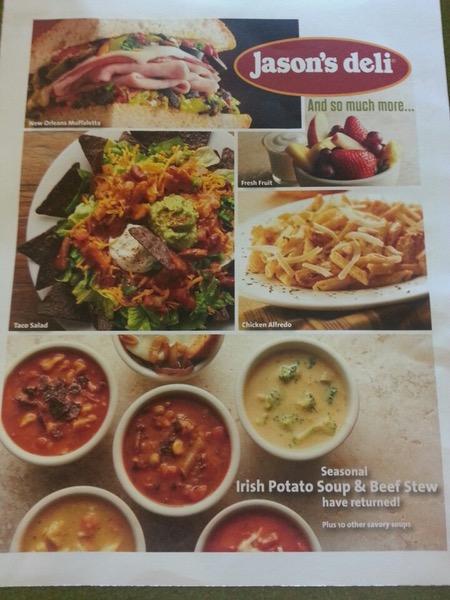 Menu at Jason s Deli restaurant Baytown Garth Rd Ste 300