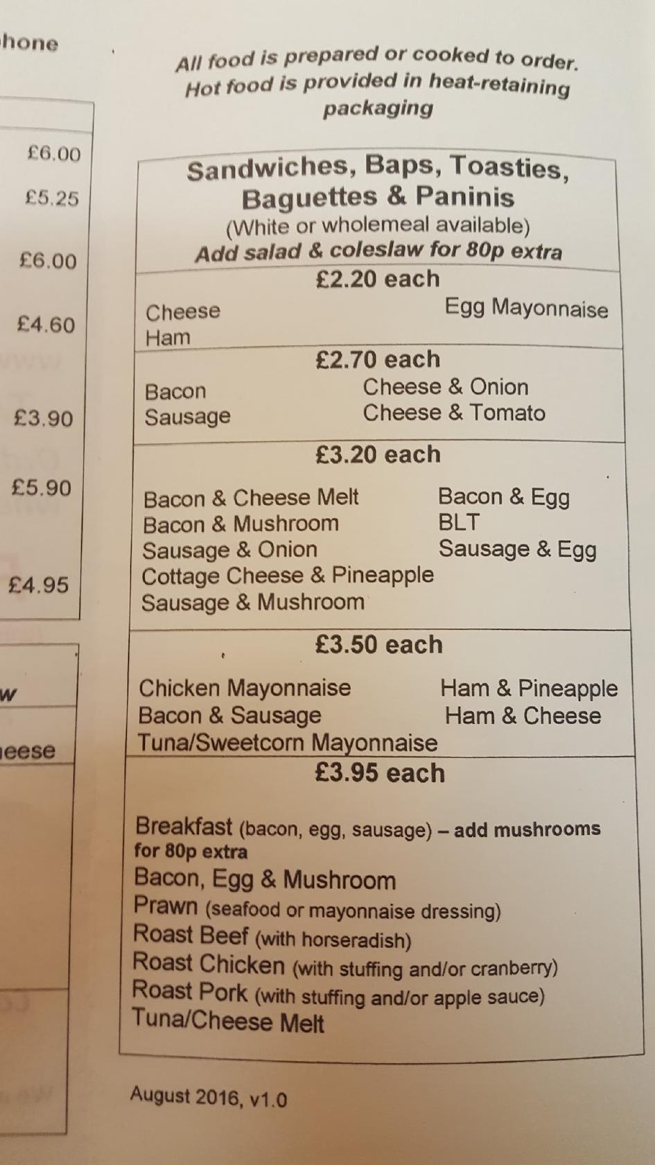 Menu at Muffins Tea Rooms, Takeaway And Delivery cafe, WestonsuperMare