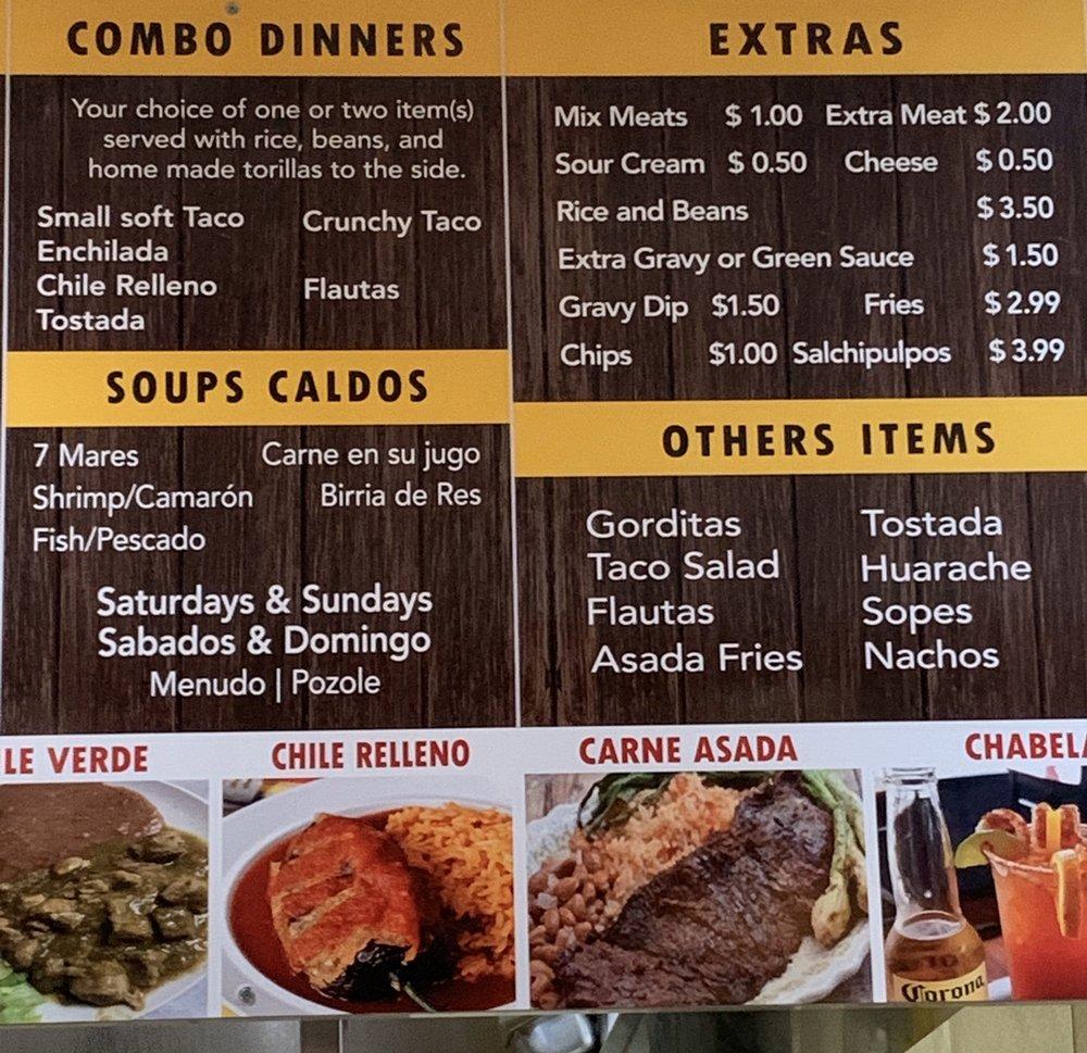 Menu at Taco House Mexican Grill restaurant, Stockton