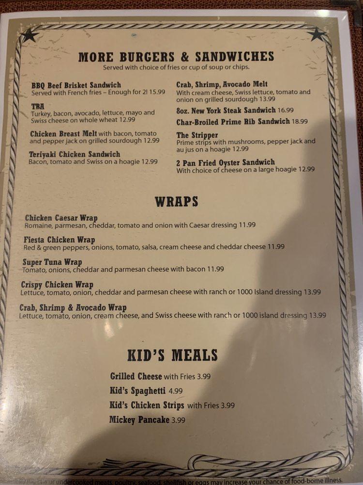 Menu at Hale's Tavern steakhouse, Hermiston