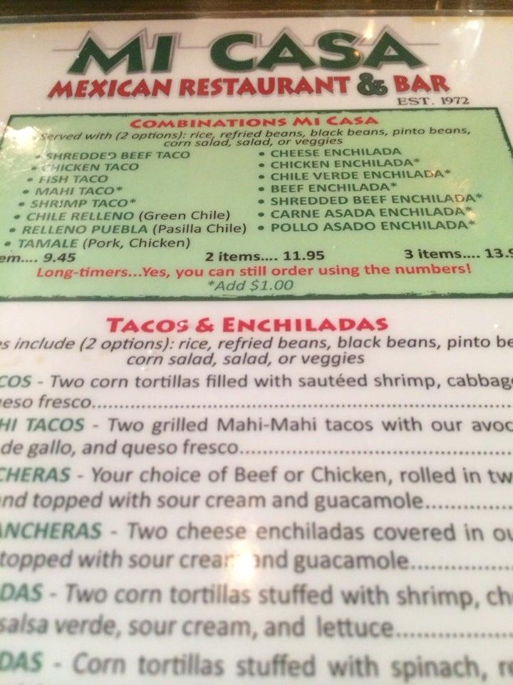 Menu at Mi Casa pub & bar, Costa Mesa