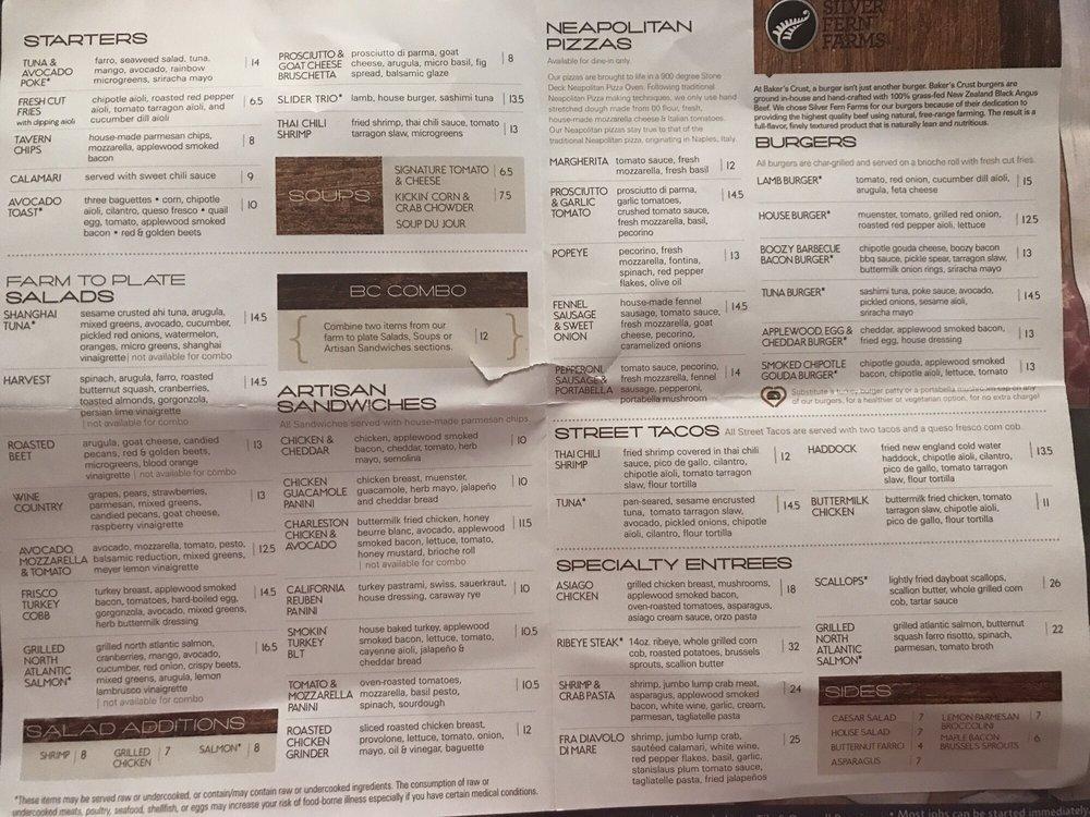 Menu at Baker's Crust Artisan Kitchen pub & bar, Ashburn