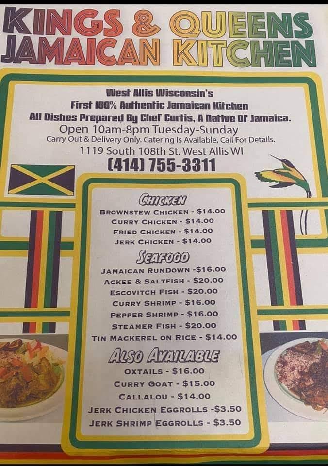 Restaurante Kings and Queens Jamaican Kitchen, West Allis Carta del