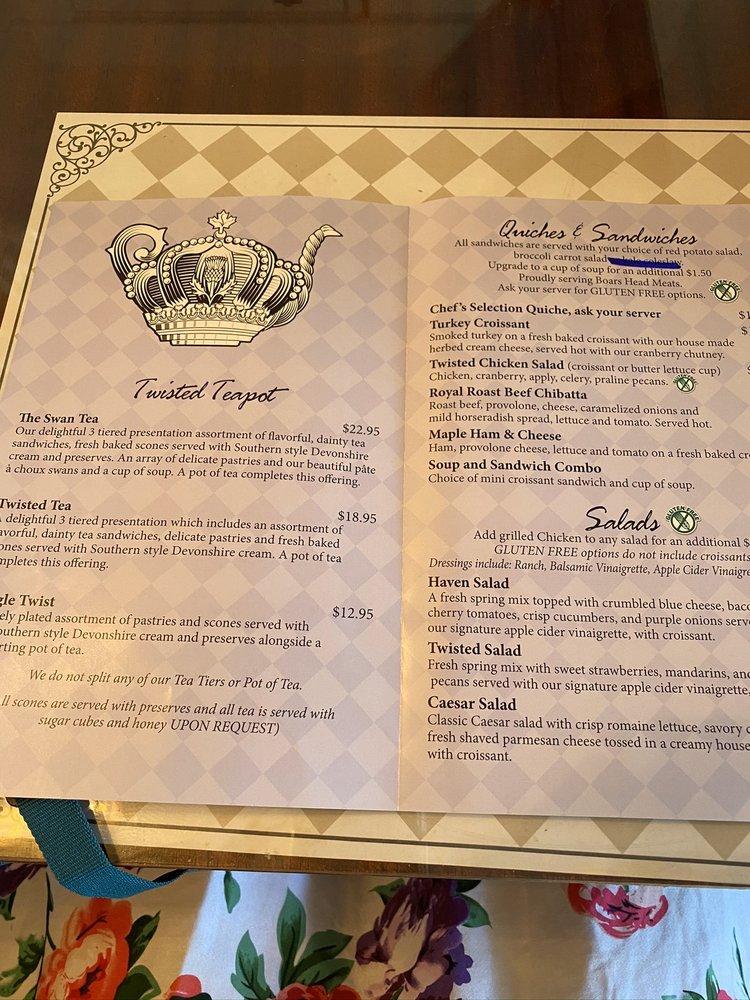 Menu at Twisted Teapot restaurant, Winter Haven