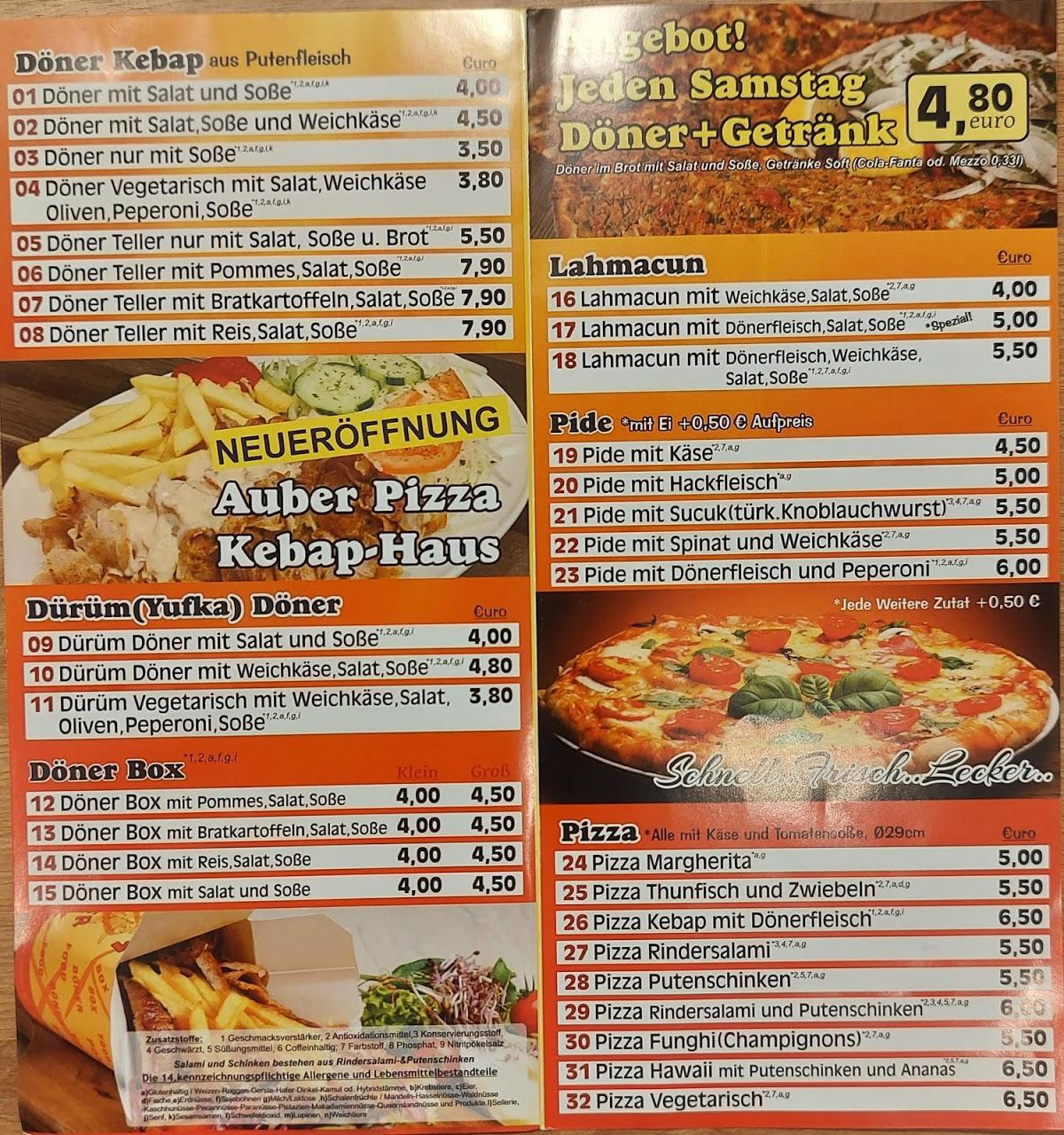 Menu at Auber Pizza Kebap Haus, Aub