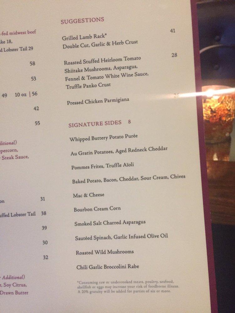 Menu at ENVY The Steakhouse, Las Vegas, Paradise Rd