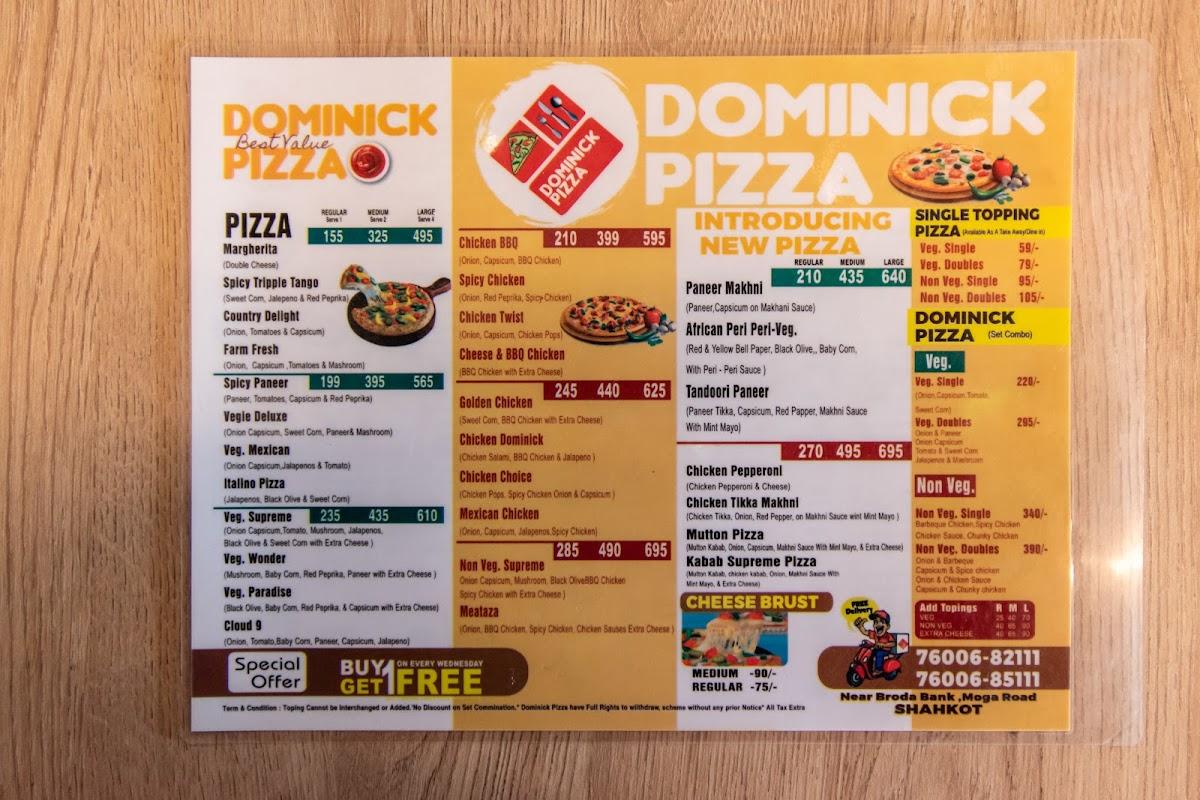 Menu at Dominick Pizza, Shahkot