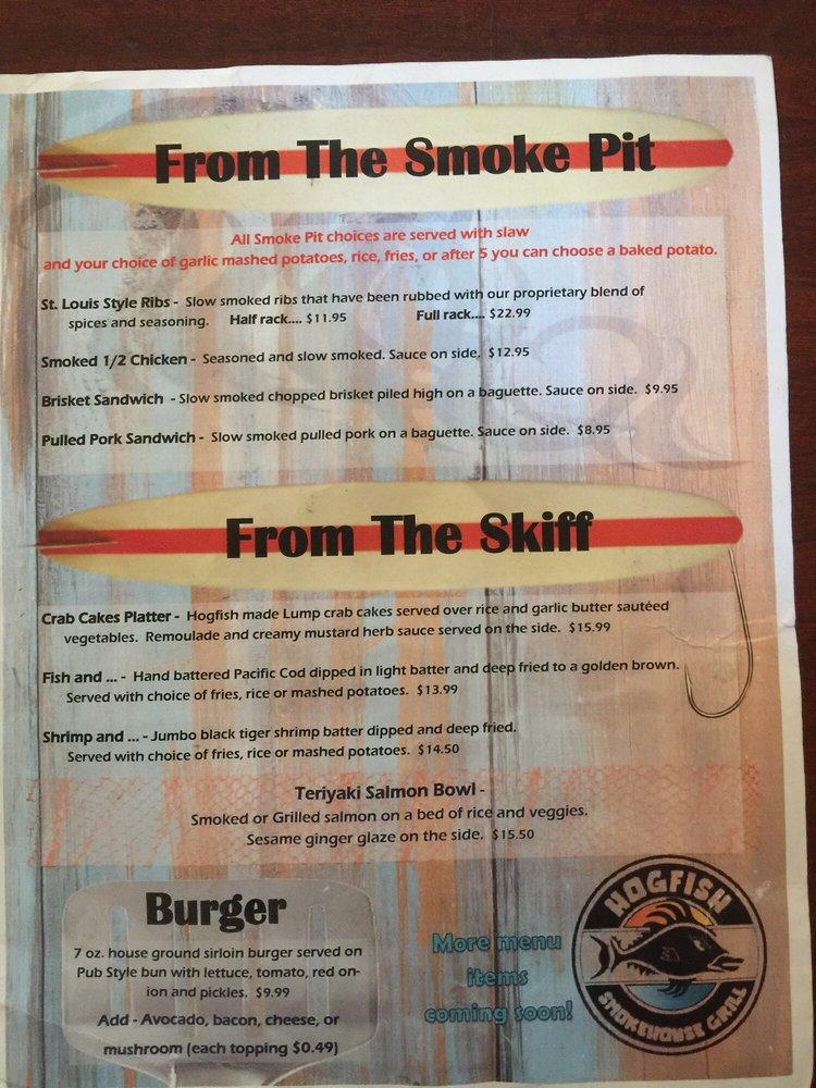 Menu at Hogfish Seafood & Smokehouse pub & bar, Loveland