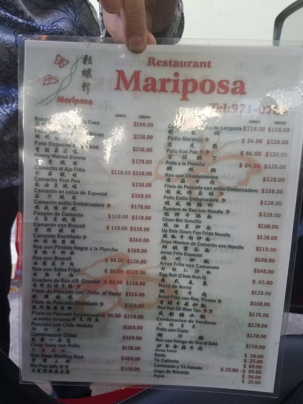 Menu At Restaurant Mariposa, Tijuana