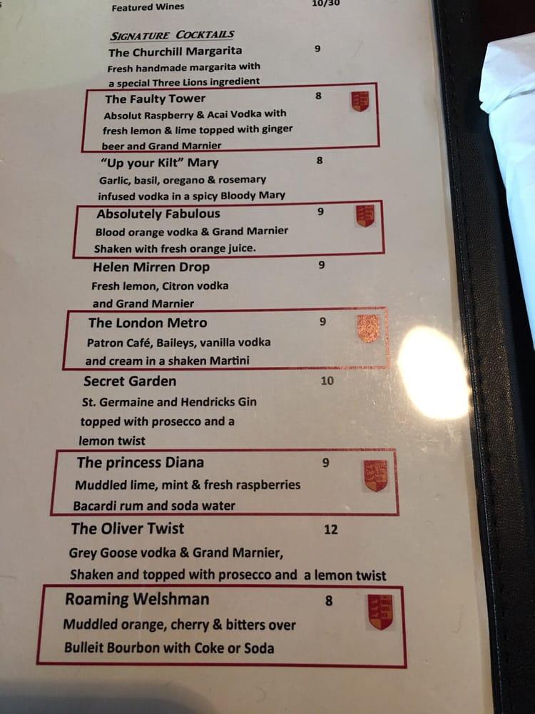 Menu at Three Lions Pub Novelty Hill, Redmond, NE Novelty Hill Rd