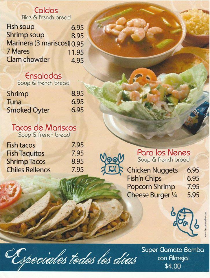 Menu at Señor Fish restaurant, El Paso, Viscount Blvd 1A