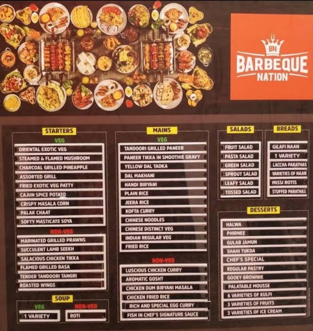 Menu At Barbeque Nation Porur Ramapuram 2nd Floor