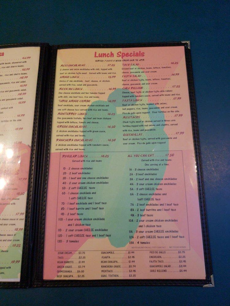 Menu at Jalapeno's Mexican Grill restaurant, McKinney
