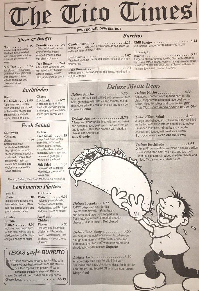 Menu at Taco Tico restaurant, Fort Dodge, 319 S 29th St