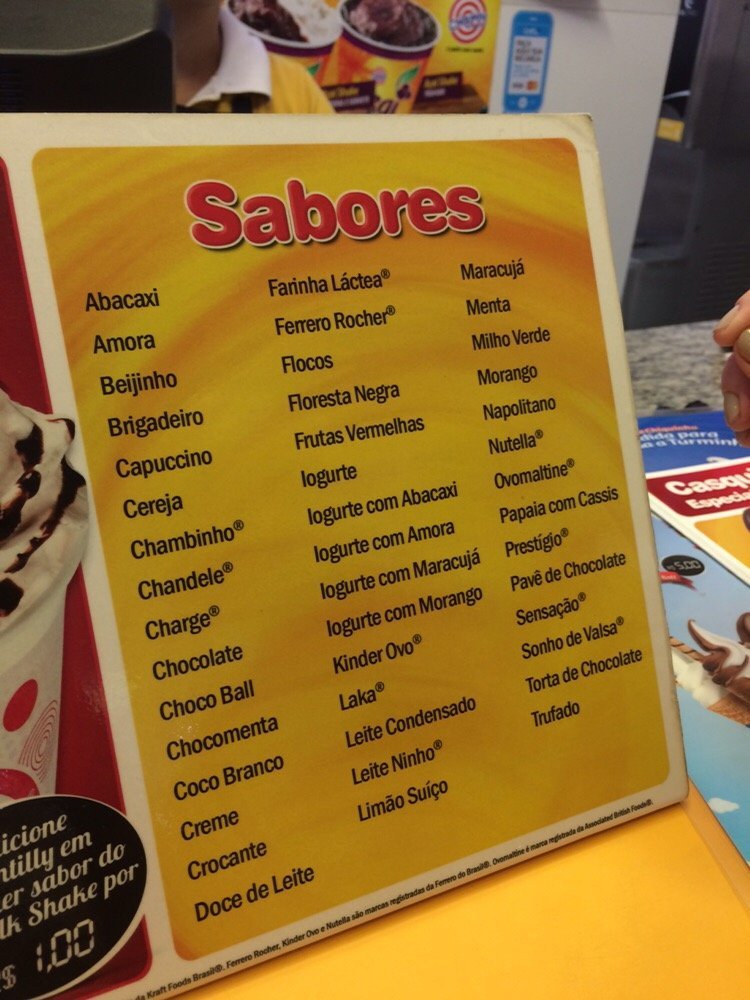 Chiquinho Sorvetes Recife cardápio