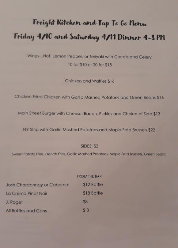 Menu at Freight Kitchen & Tap restaurant, Woodstock